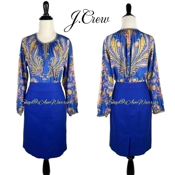 J.Crew mirrored paisley/feather cotton-silk voile pullover top *shop@iamwarrior - Picture 6 of 14